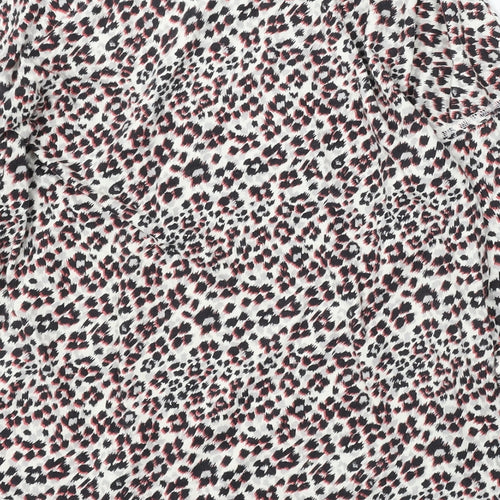 NEXT Womens White Round Neck Animal Print Cotton Pullover Jumper Size 14