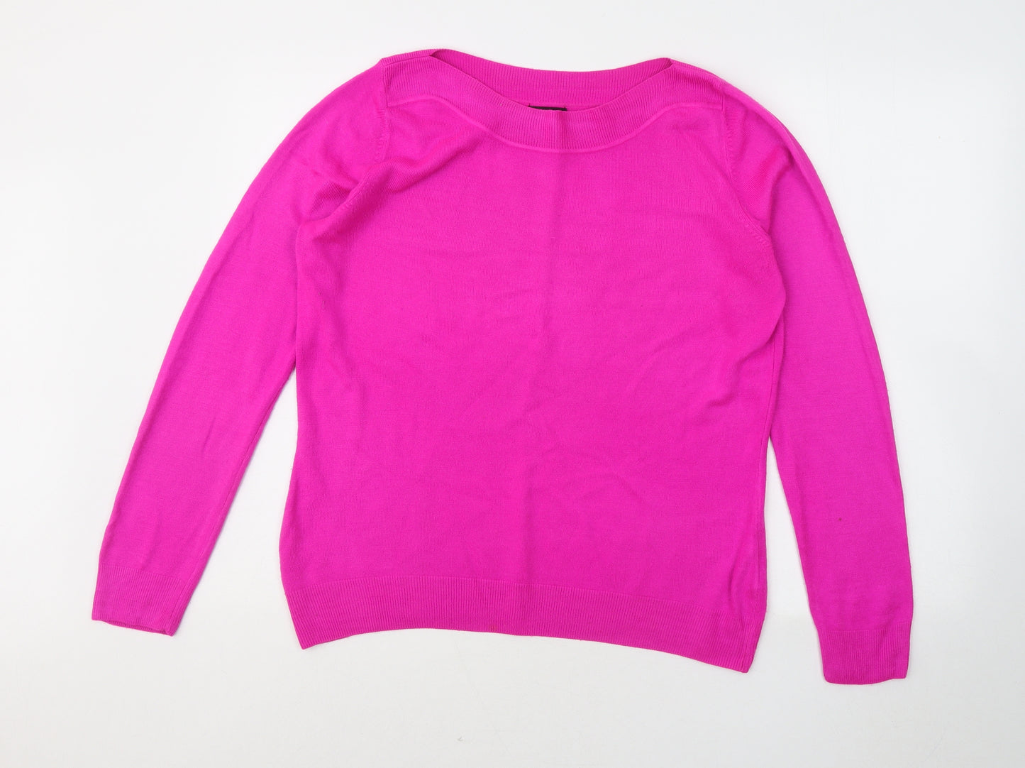 F&F Womens Pink Round Neck Acrylic Pullover Jumper Size 14