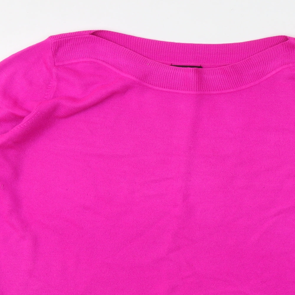 F&F Womens Pink Round Neck Acrylic Pullover Jumper Size 14