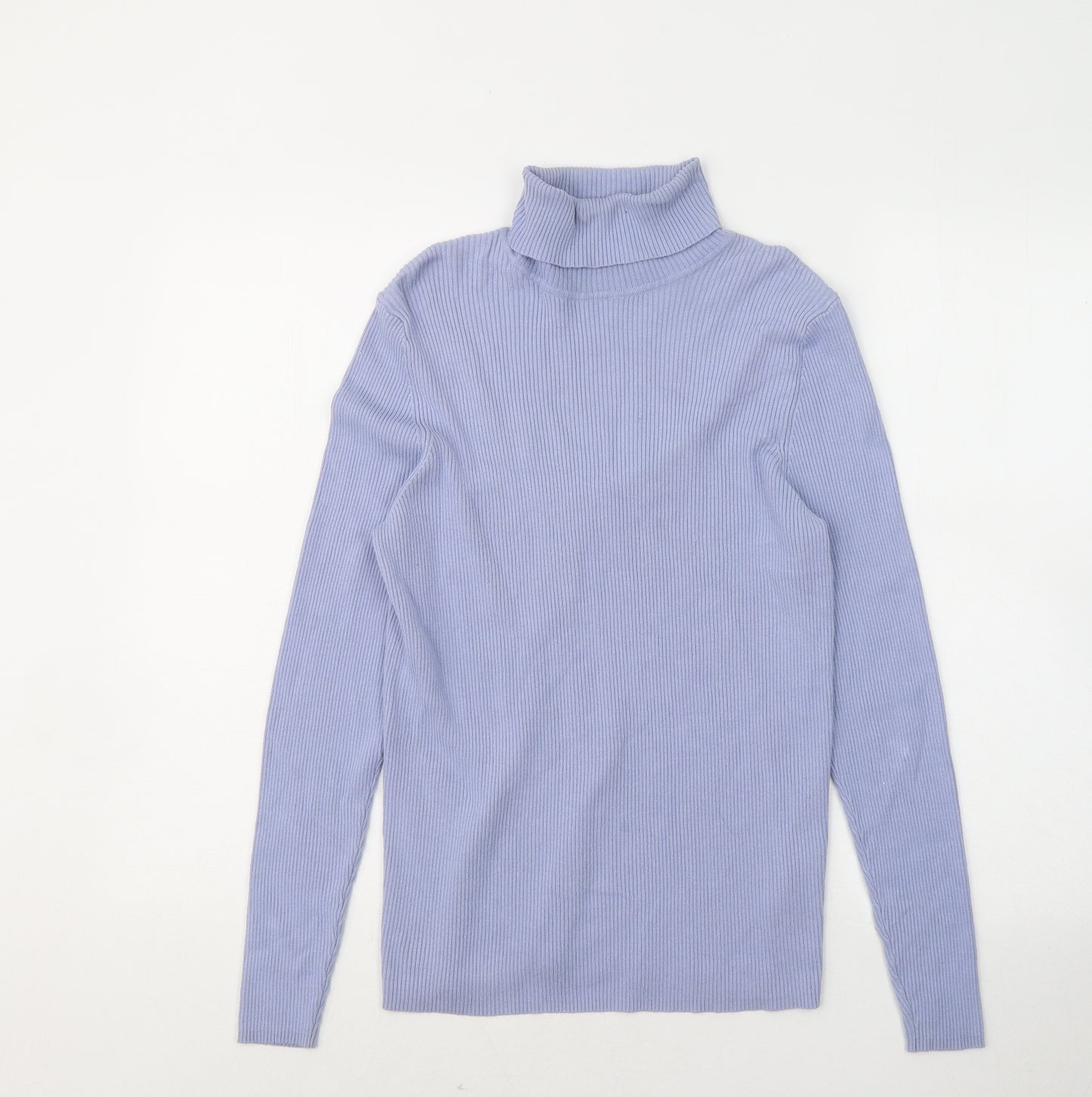 Marks and Spencer Womens Blue Roll Neck Viscose Pullover Jumper Size 16