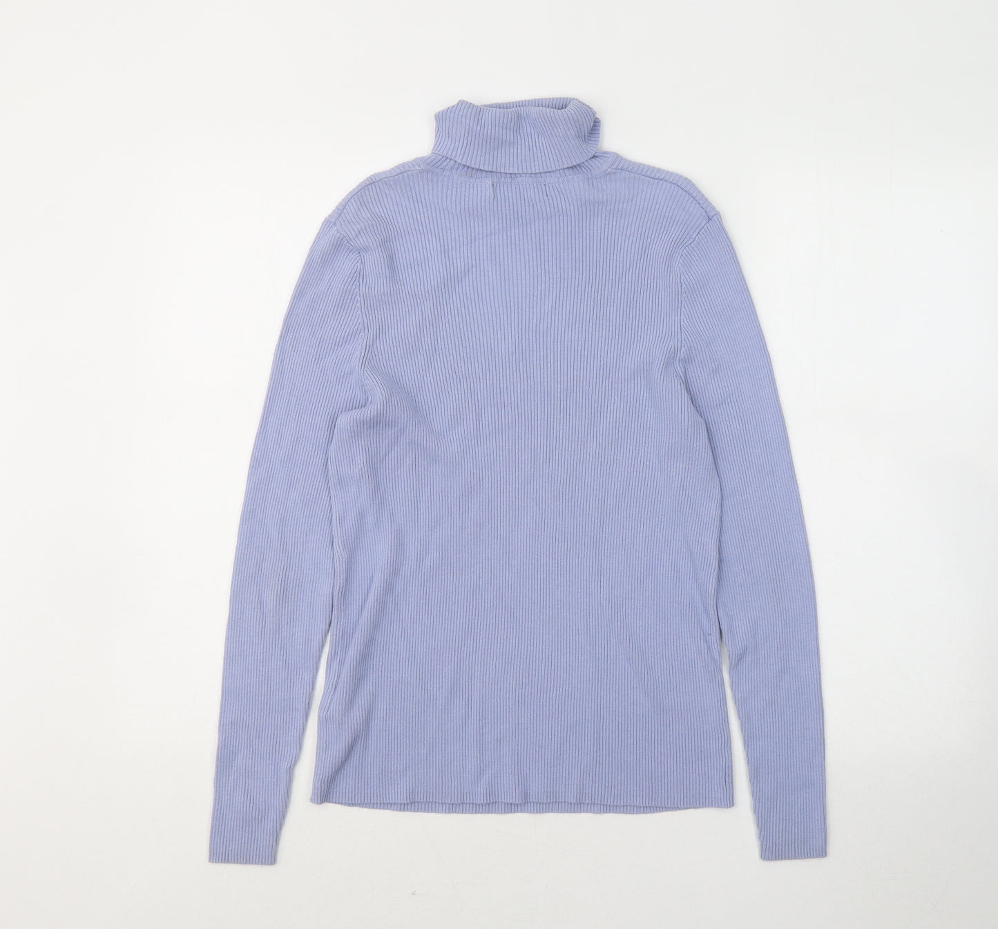Marks and Spencer Womens Blue Roll Neck Viscose Pullover Jumper Size 16