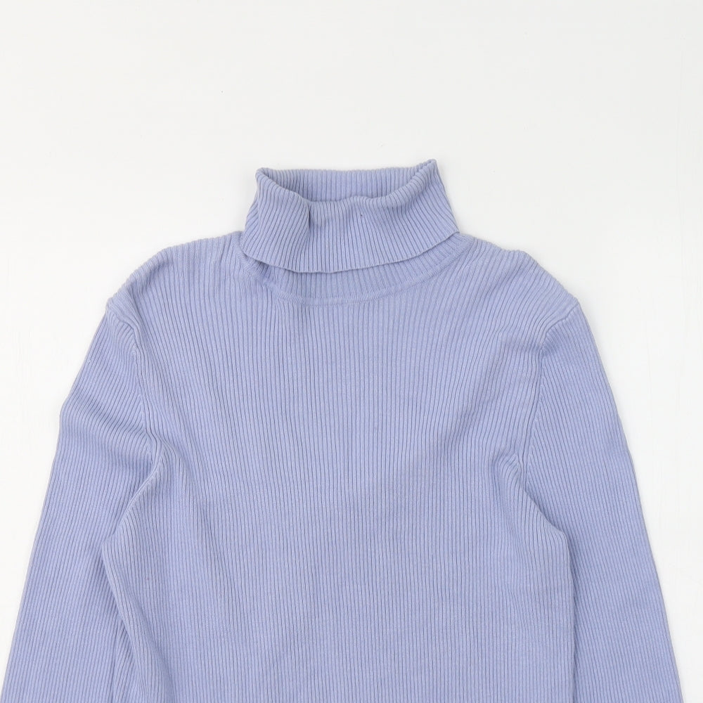 Marks and Spencer Womens Blue Roll Neck Viscose Pullover Jumper Size 16