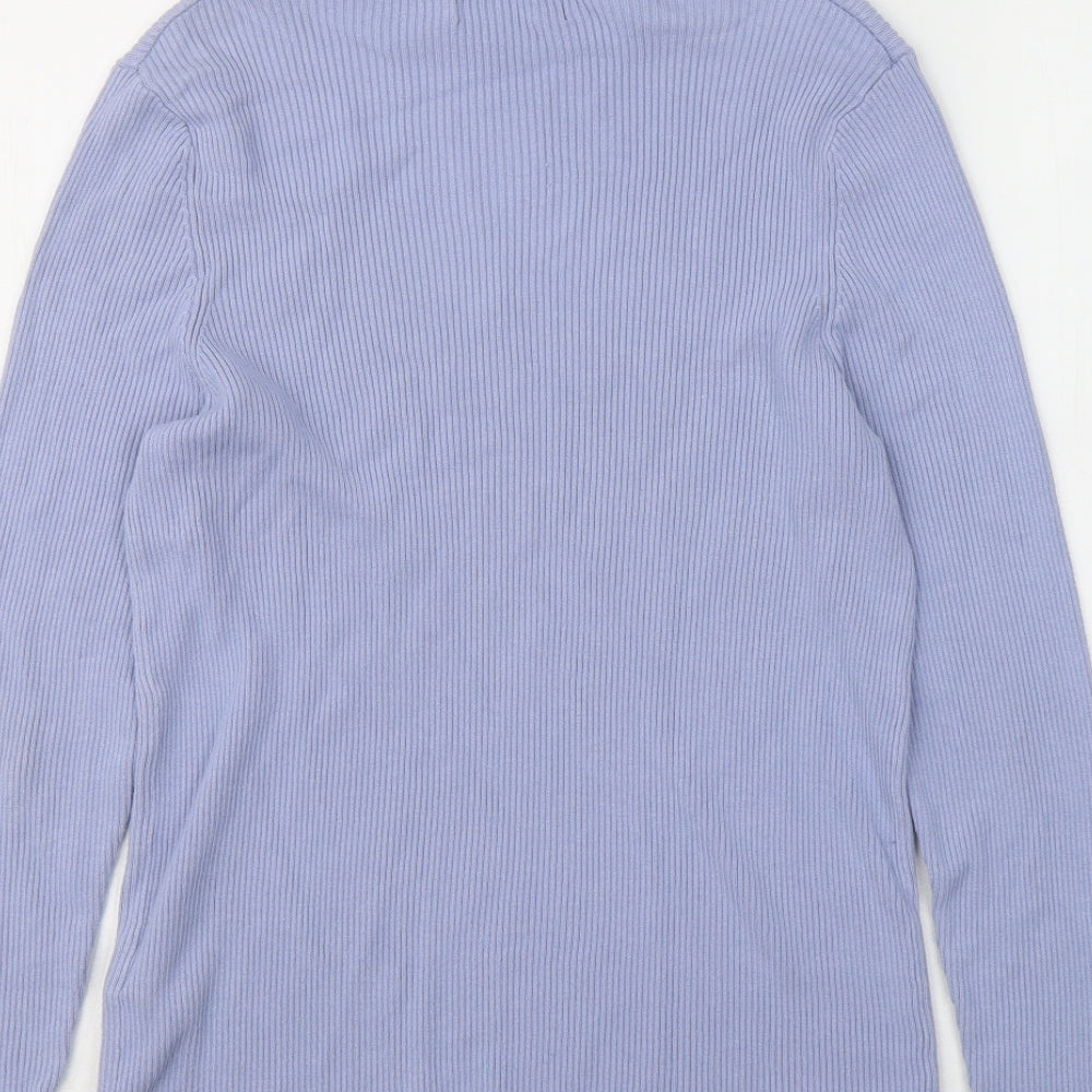 Marks and Spencer Womens Blue Roll Neck Viscose Pullover Jumper Size 16