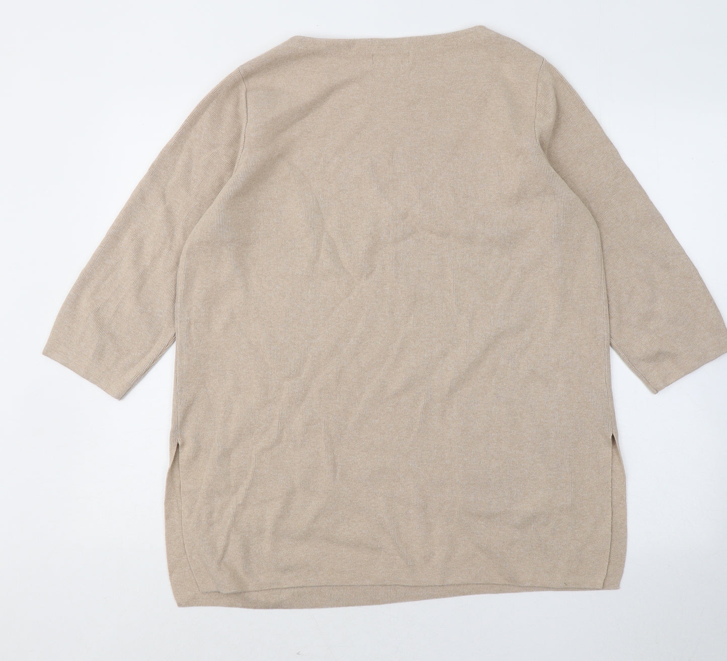 Jasper Conran Womens Beige Round Neck Cotton Pullover Jumper Size 12
