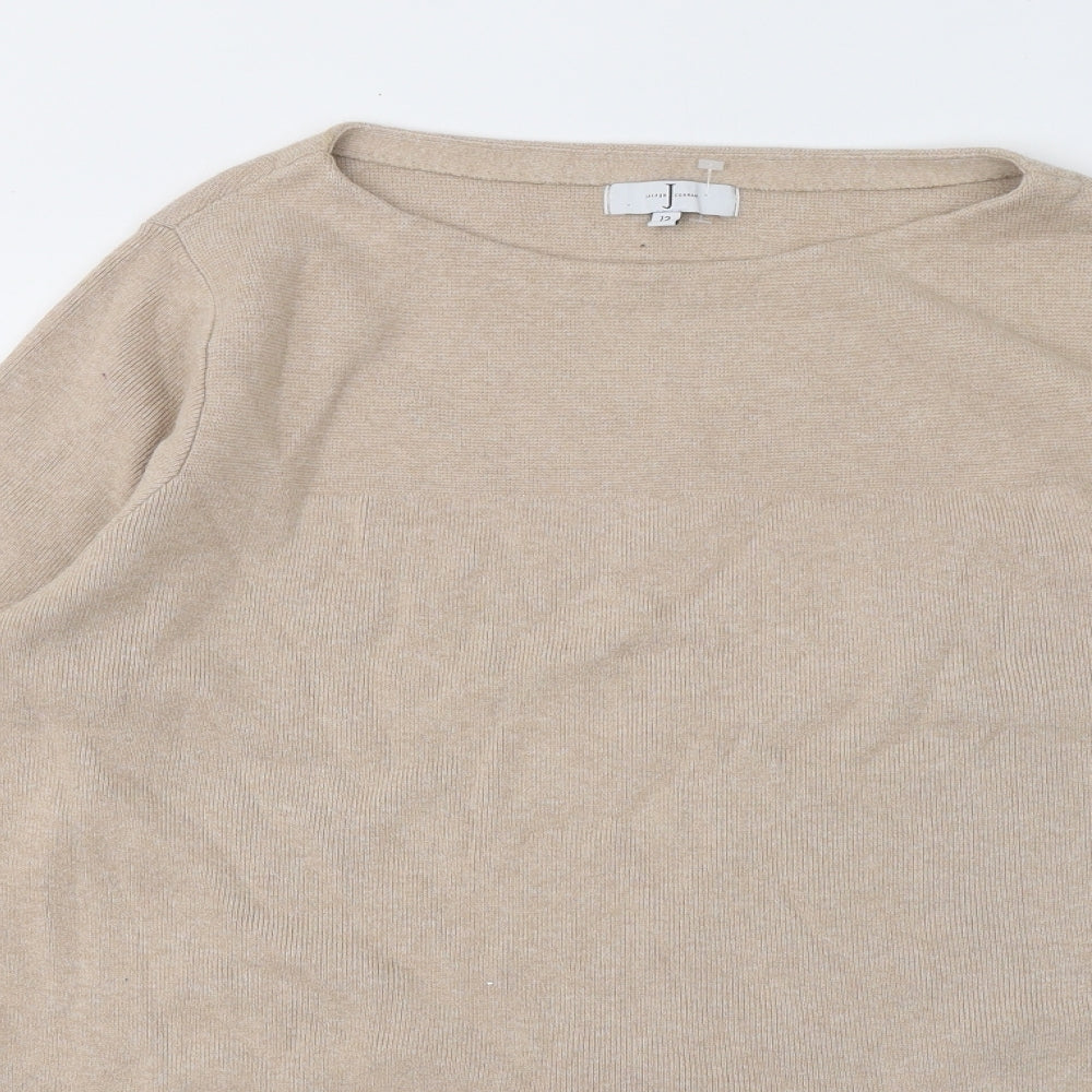 Jasper Conran Womens Beige Round Neck Cotton Pullover Jumper Size 12