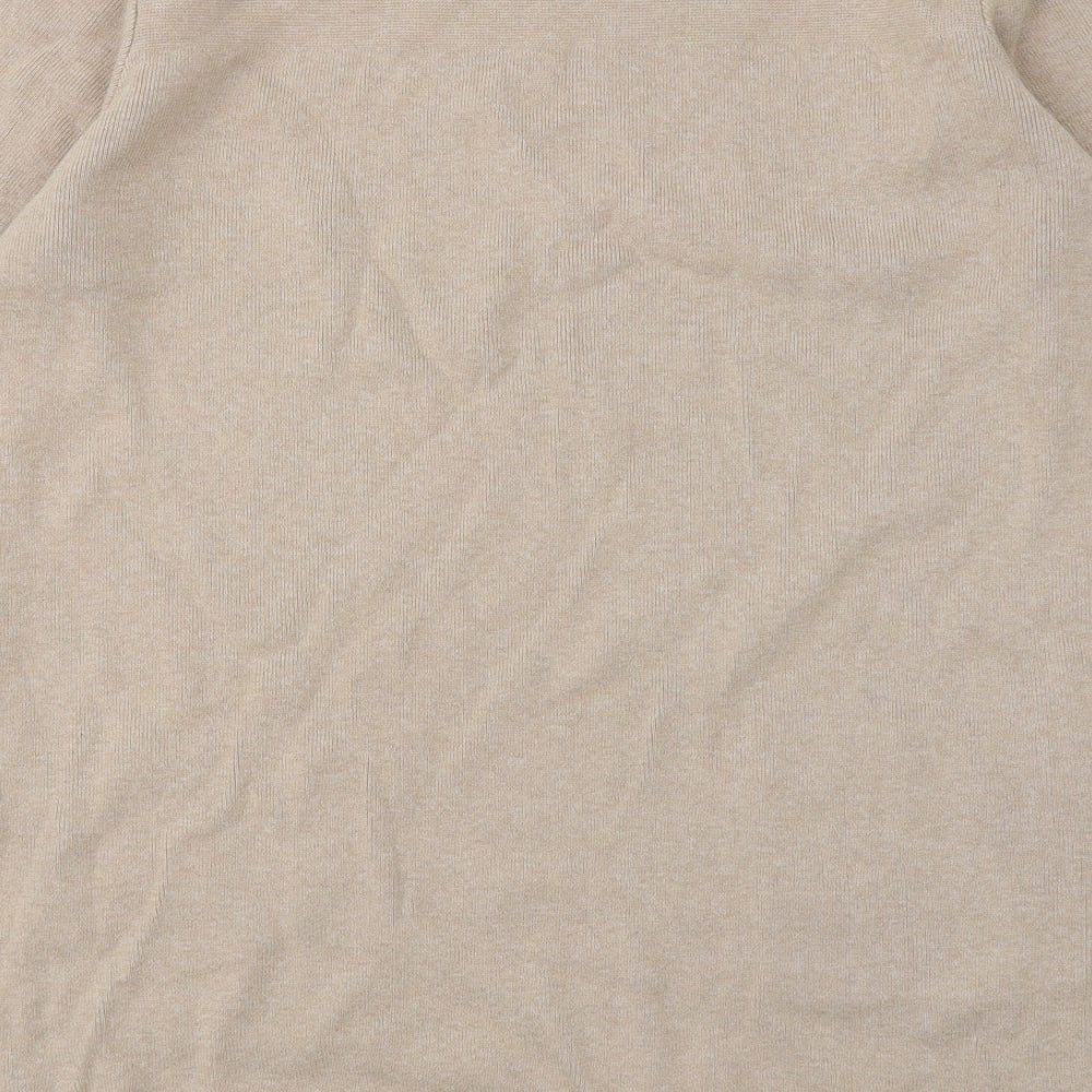 Jasper Conran Womens Beige Round Neck Cotton Pullover Jumper Size 12