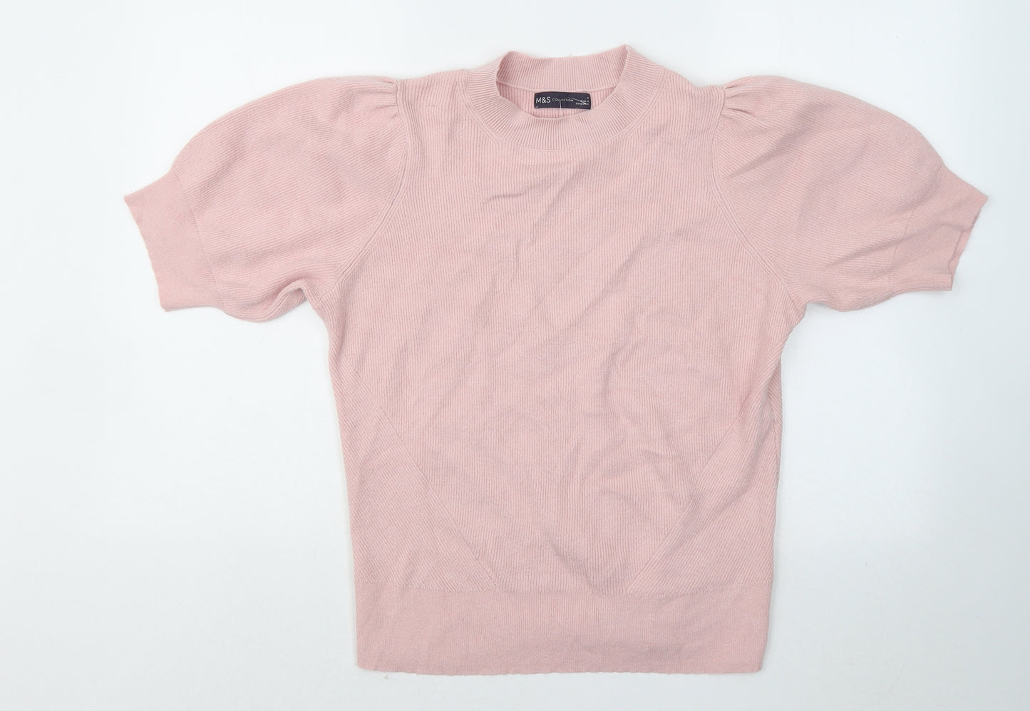 Marks and Spencer Womens Pink Round Neck Acrylic Pullover Jumper Size 16