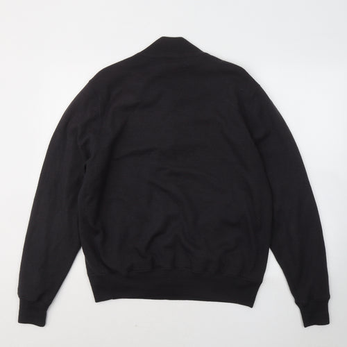 Cutter & Buck Mens Green Mock Neck Geometric Wool Full Zip Jumper Size L