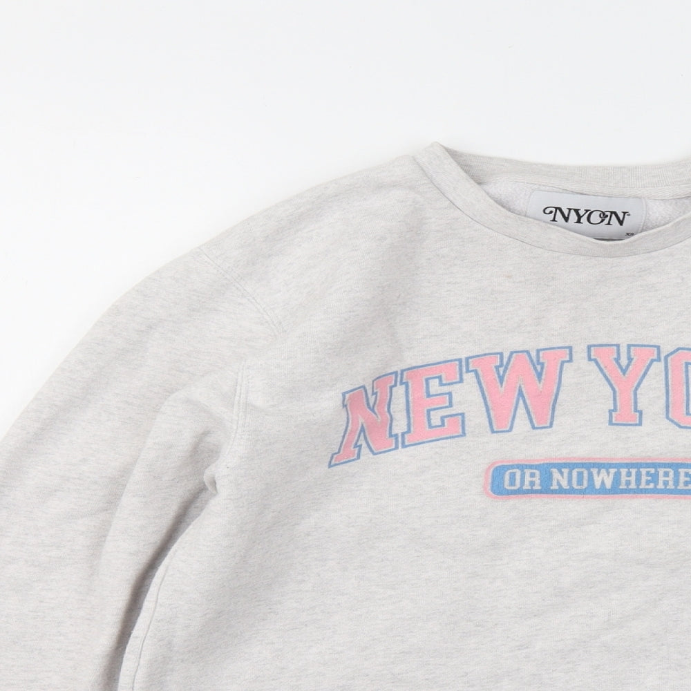 Nyon Womens Grey Cotton Pullover Sweatshirt Size XS - New York or Nowhere