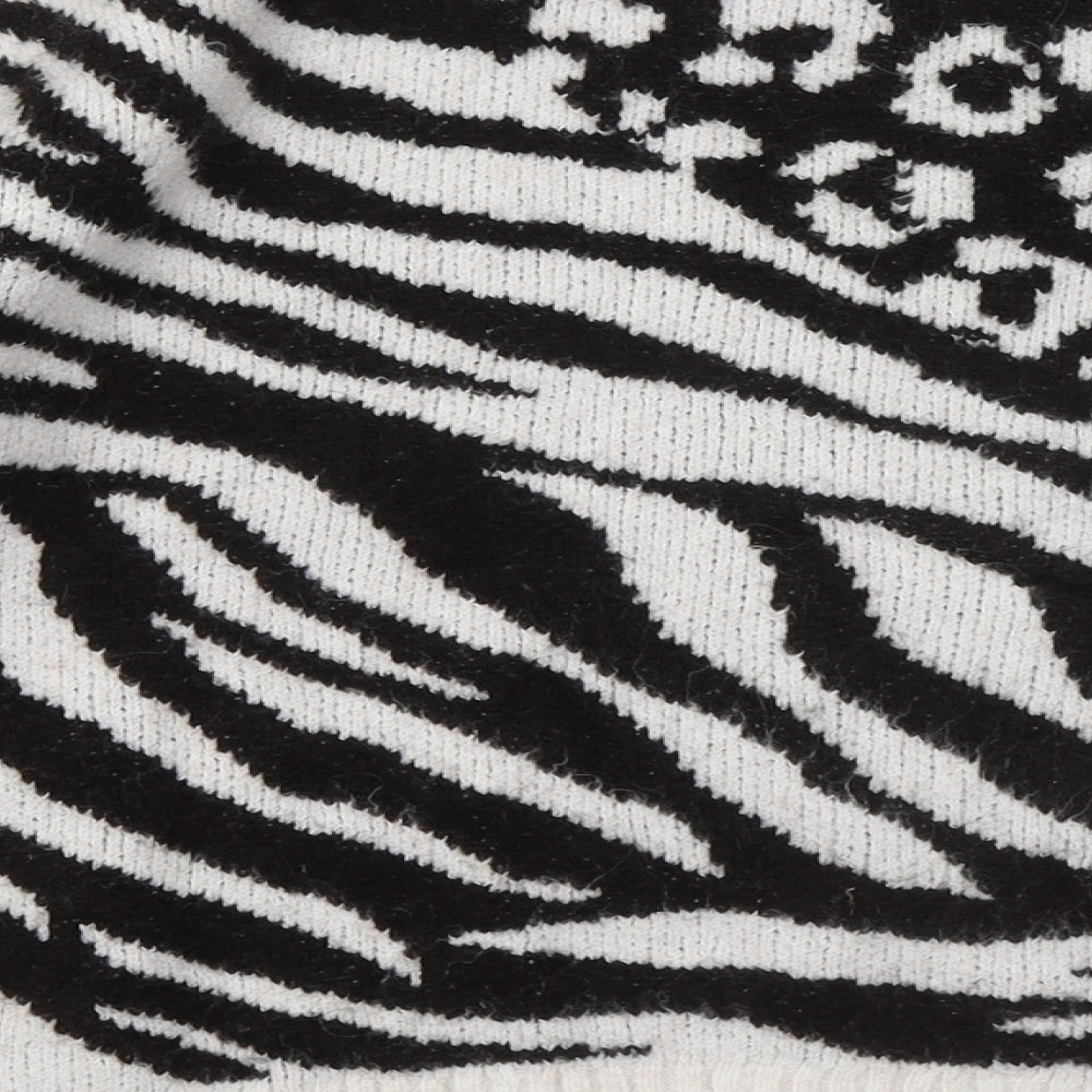 George Womens White Mock Neck Animal Print Acrylic Pullover Jumper Size 8