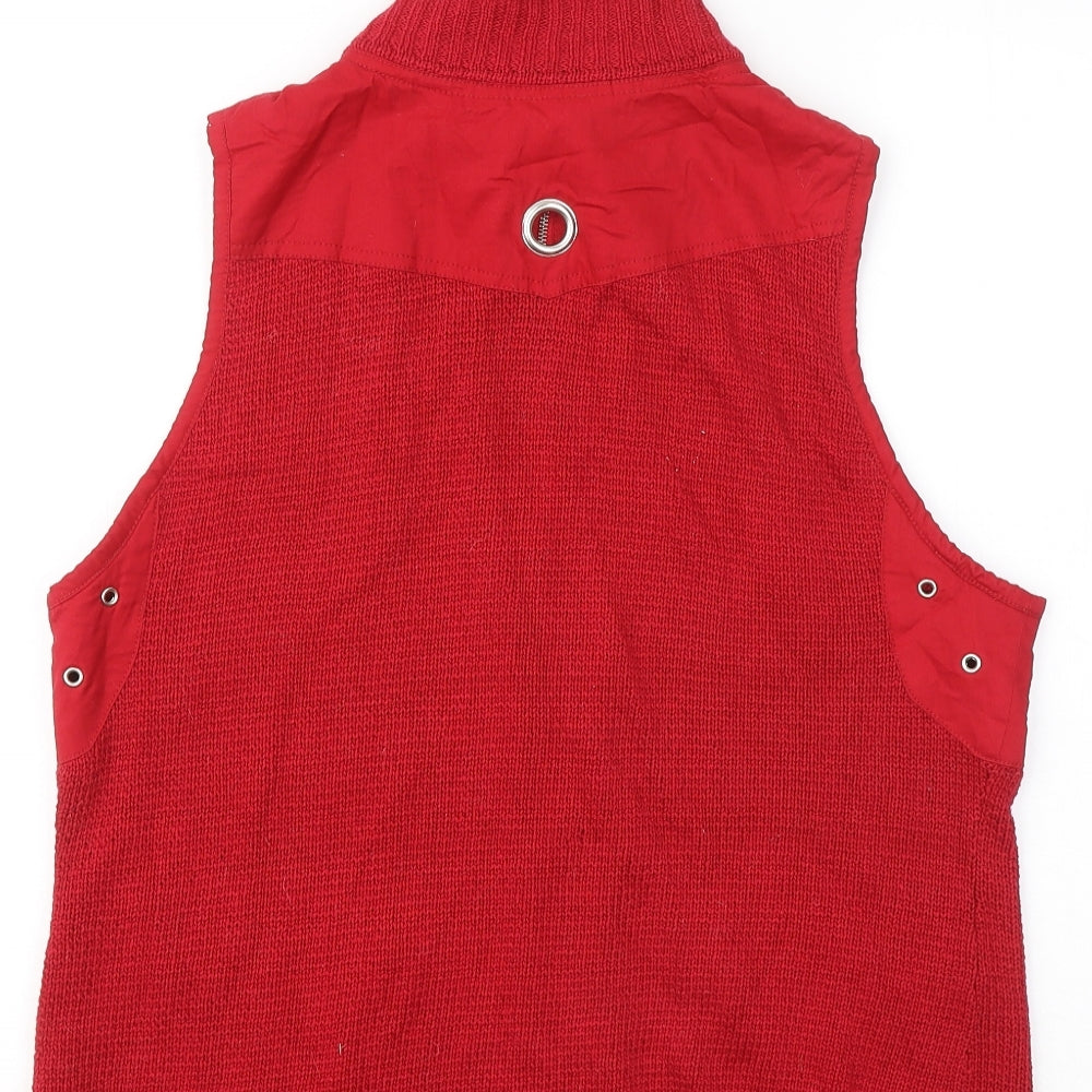 personal Choice Womens Red Mock Neck Cotton Vest Jumper Size S