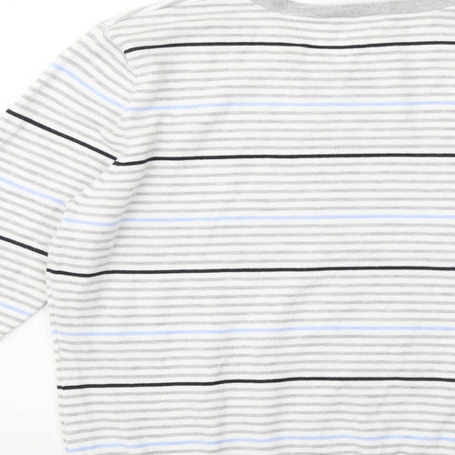 CC Womens Grey Round Neck Striped Viscose Pullover Jumper Size M - Bows