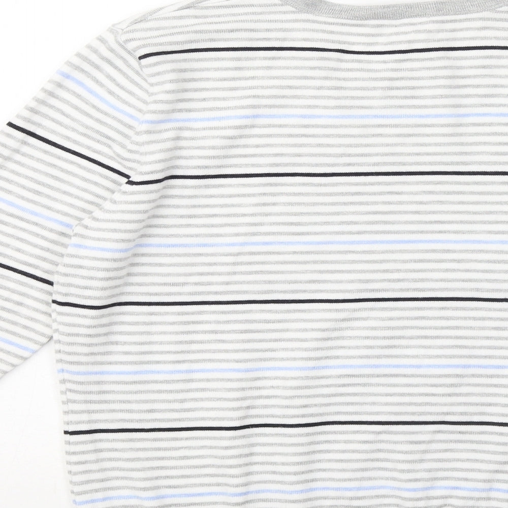 CC Womens Grey Round Neck Striped Viscose Pullover Jumper Size M - Bows