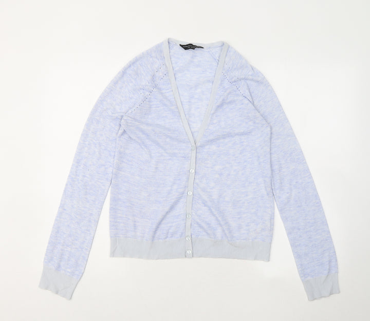Dorothy Perkins Womens Blue V-Neck Polyester Cardigan Jumper Size 10