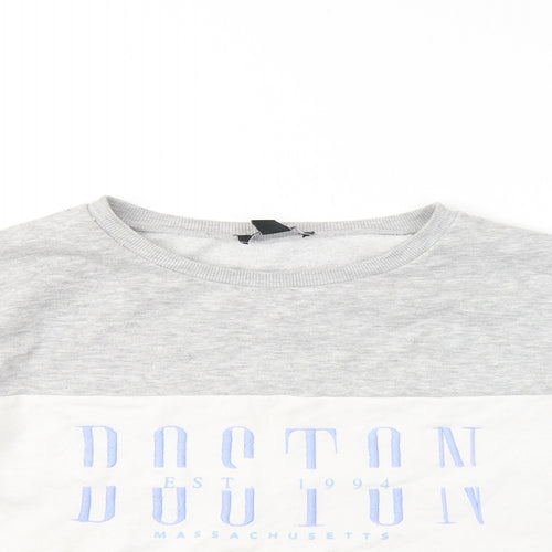 New Look Girls Grey Cotton Pullover Sweatshirt Size 14-15 Years - Boston