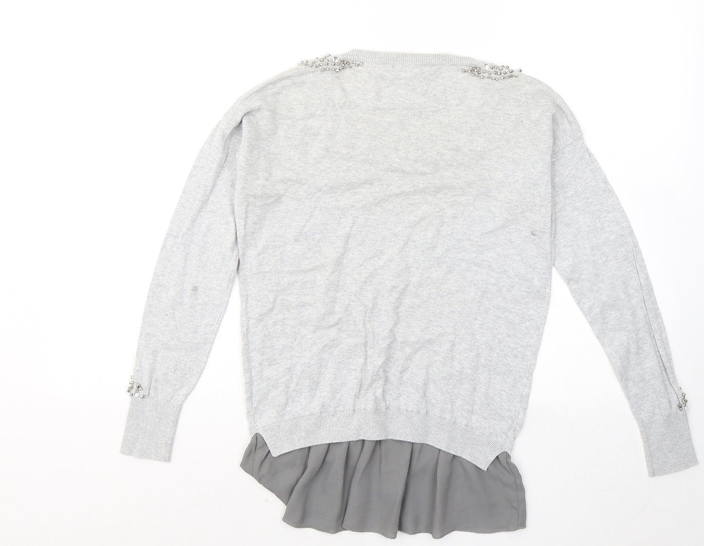 NEXT Womens Grey Round Neck Cotton Pullover Jumper Size 8