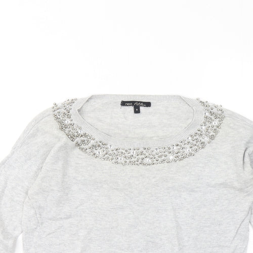 NEXT Womens Grey Round Neck Cotton Pullover Jumper Size 8