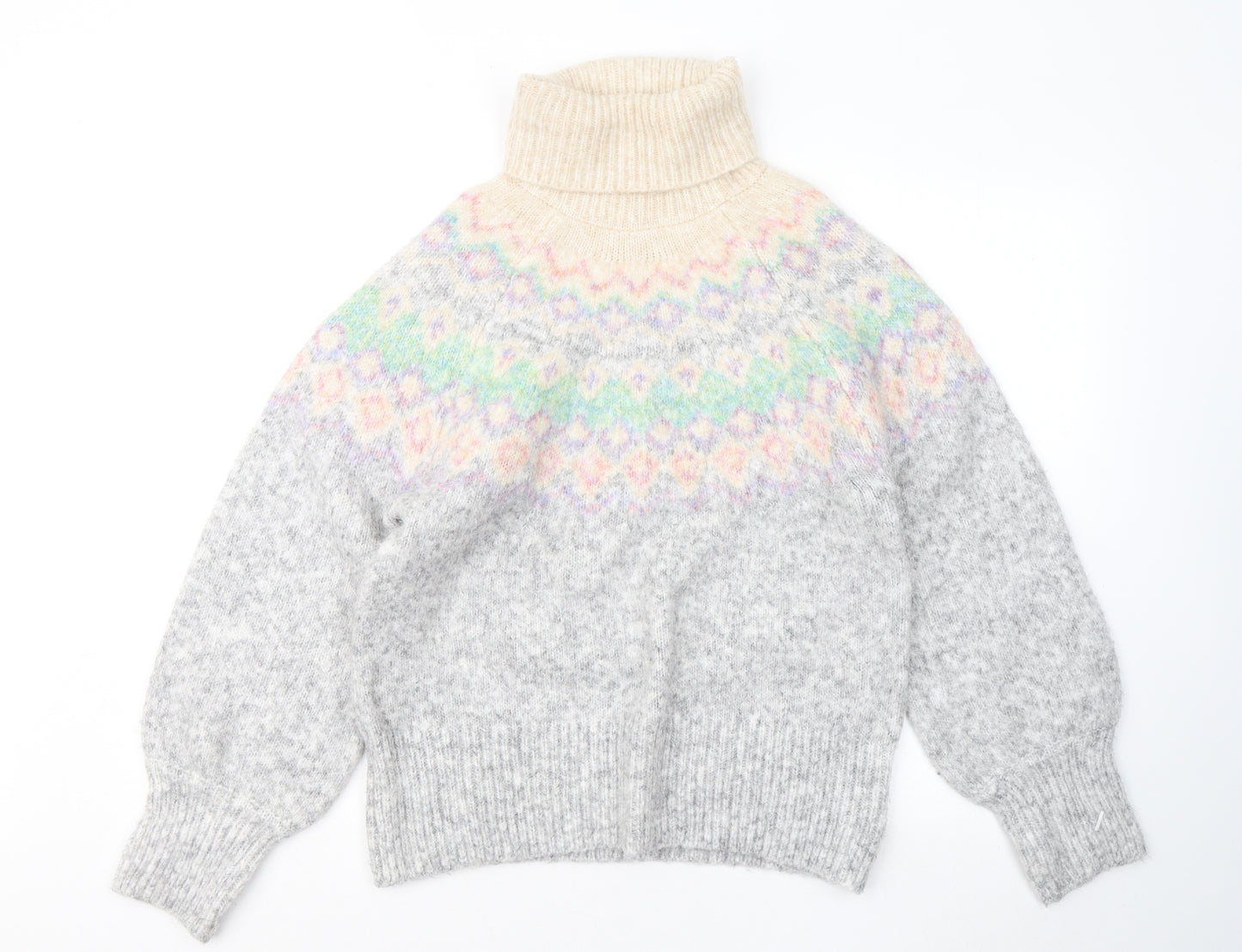 TU Womens Multicoloured Roll Neck Geometric Acrylic Pullover Jumper Size 14