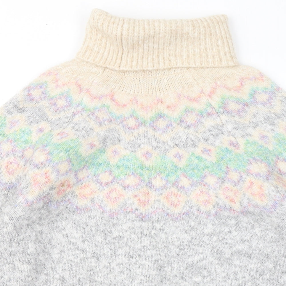 TU Womens Multicoloured Roll Neck Geometric Acrylic Pullover Jumper Size 14