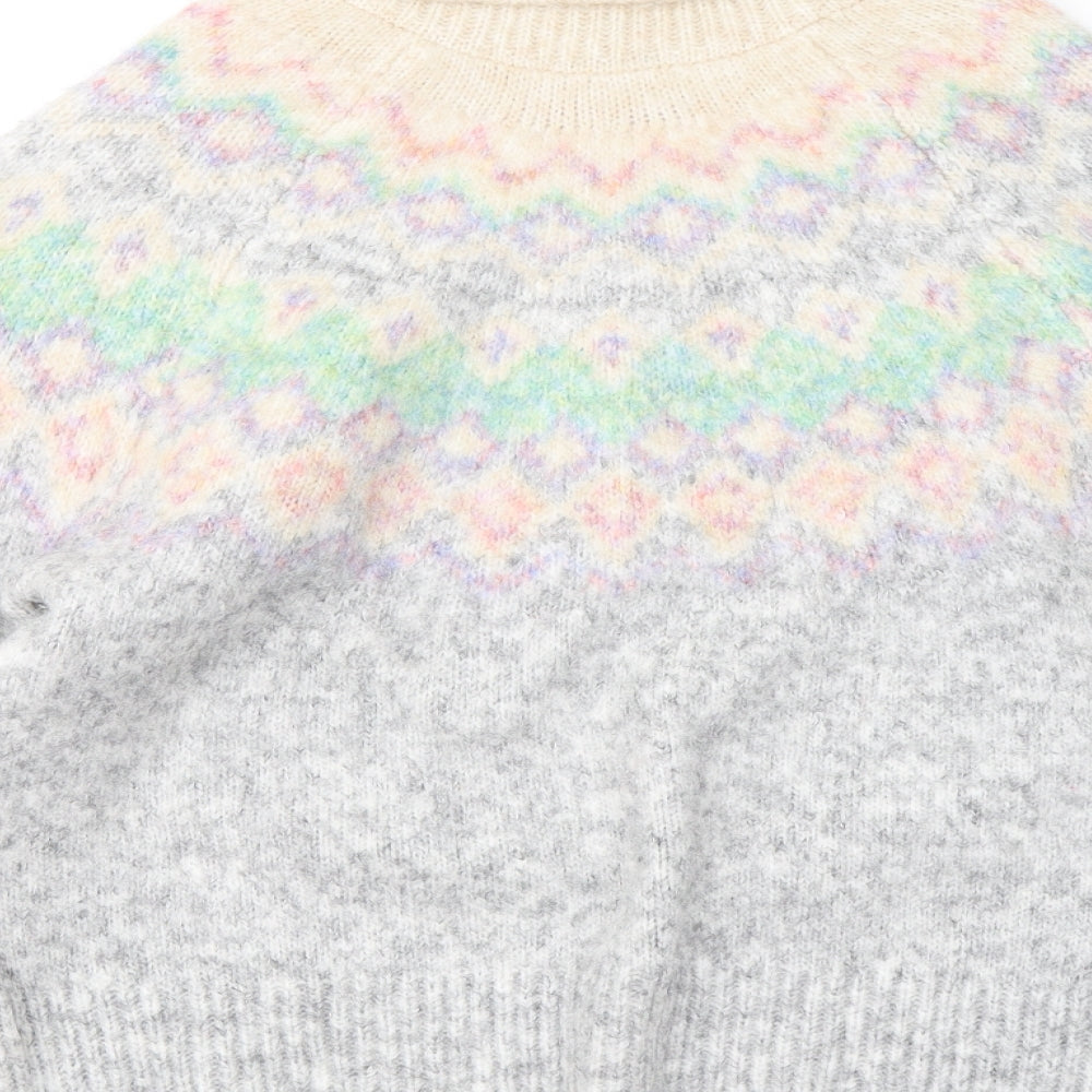 TU Womens Multicoloured Roll Neck Geometric Acrylic Pullover Jumper Size 14