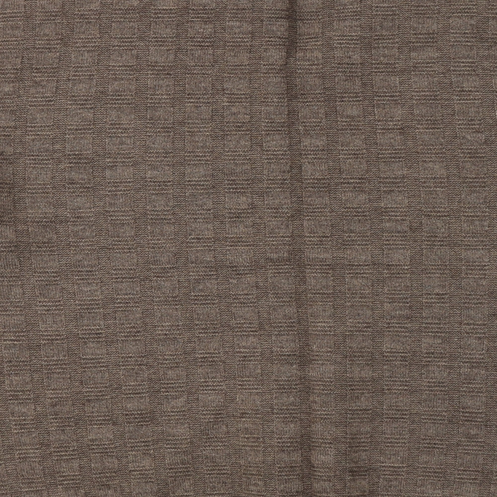 Marks and Spencer Mens Brown V-Neck Geometric Acrylic Pullover Jumper Size 2XL