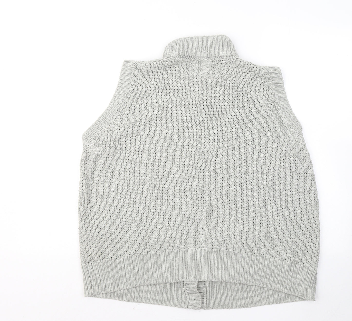 Country Rose Womens Green Mock Neck Geometric Acrylic Vest Jumper Size L