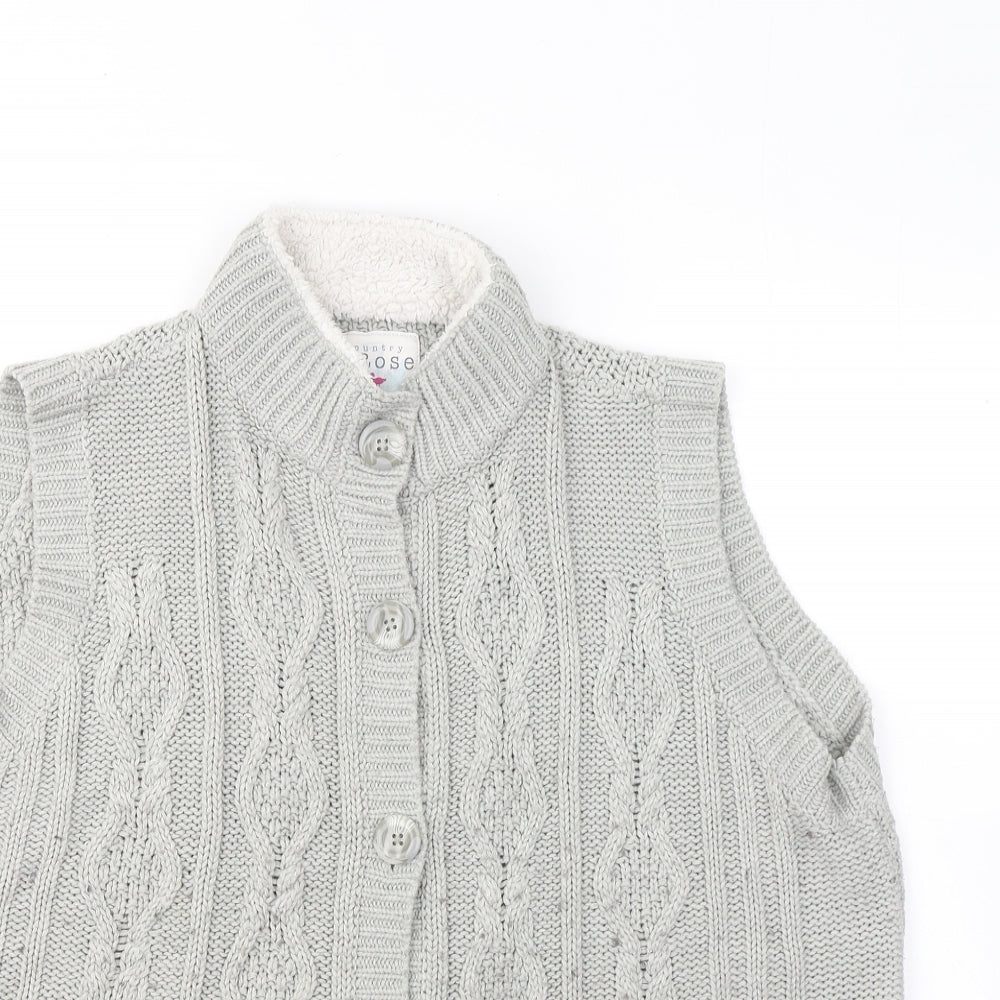 Country Rose Womens Green Mock Neck Geometric Acrylic Vest Jumper Size L