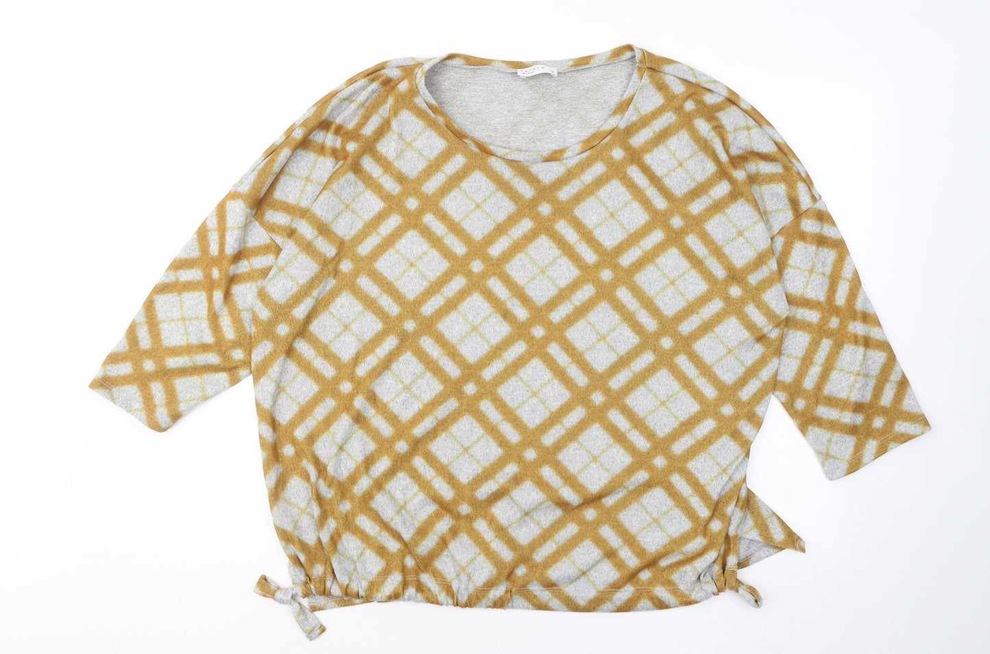 Papaya Womens Yellow Round Neck Geometric Polyester Pullover Jumper Size 18