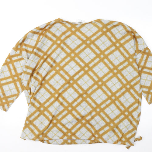 Papaya Womens Yellow Round Neck Geometric Polyester Pullover Jumper Size 18