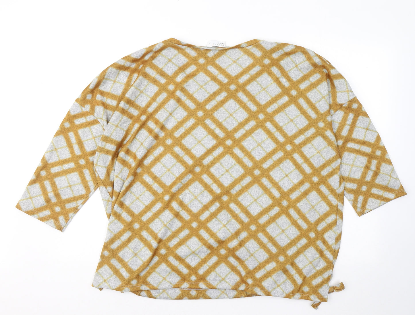 Papaya Womens Yellow Round Neck Geometric Polyester Pullover Jumper Size 18