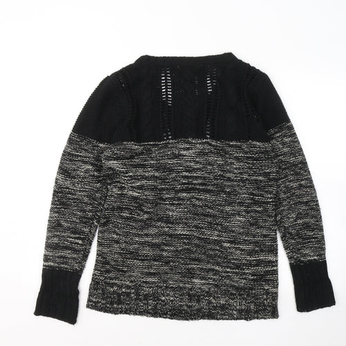 Peacocks Womens Black Round Neck Acrylic Pullover Jumper Size M