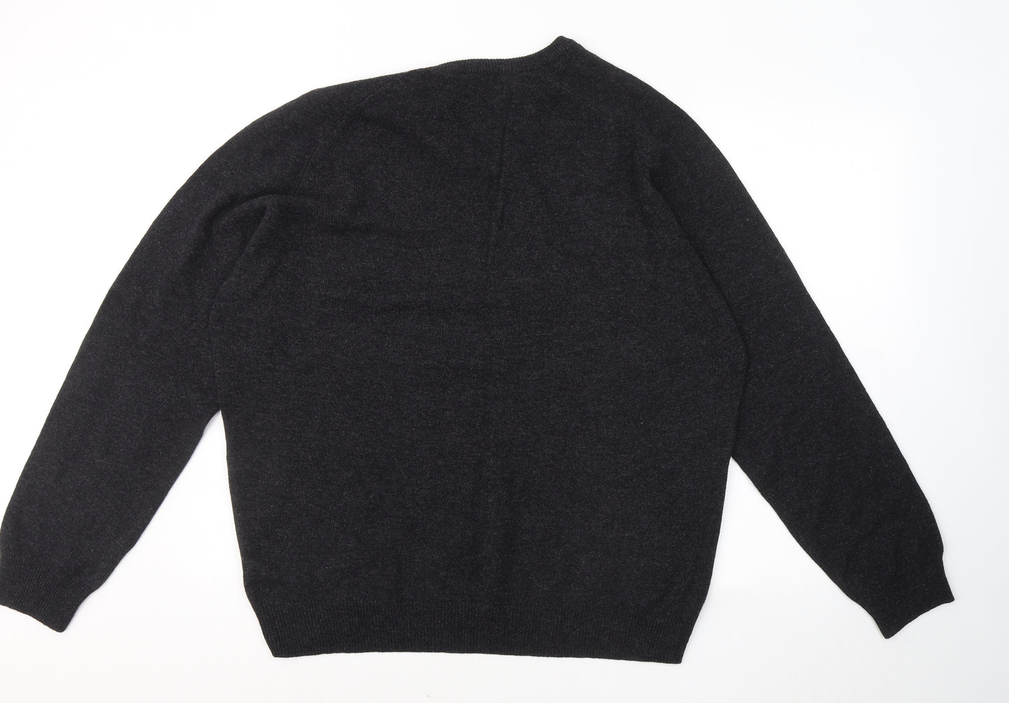 Marks and Spencer Mens Grey V-Neck Wool Pullover Jumper Size XL