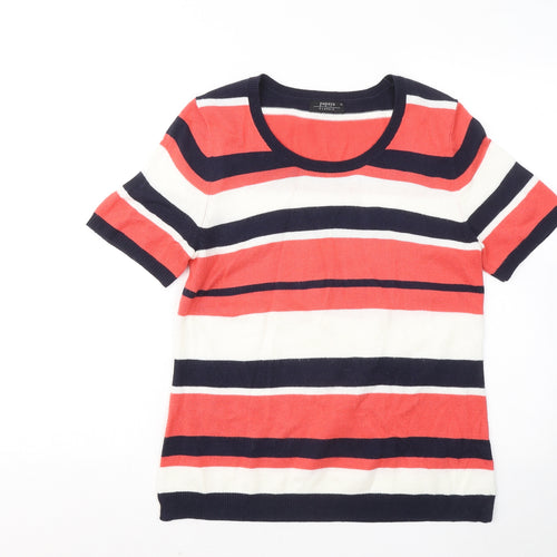 Papaya Womens Multicoloured Round Neck Striped Acrylic Pullover Jumper Size 12