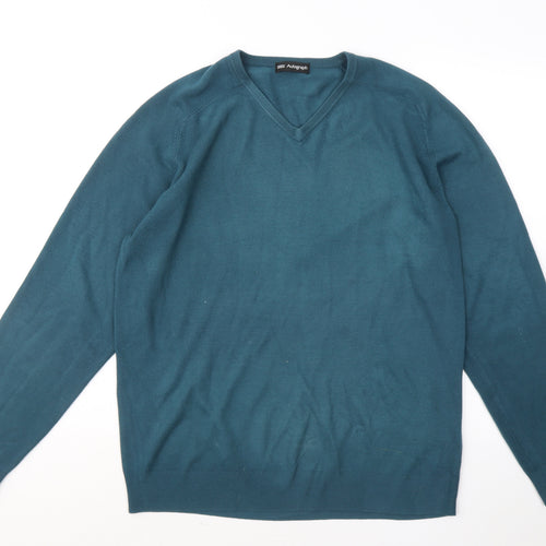 Marks and Spencer Mens Blue V-Neck Acrylic Pullover Jumper Size M