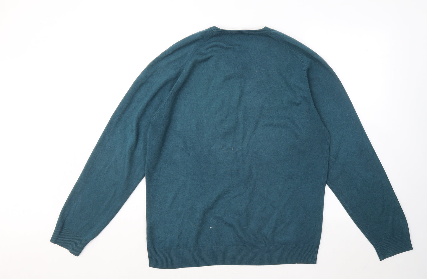 Marks and Spencer Mens Blue V-Neck Acrylic Pullover Jumper Size M