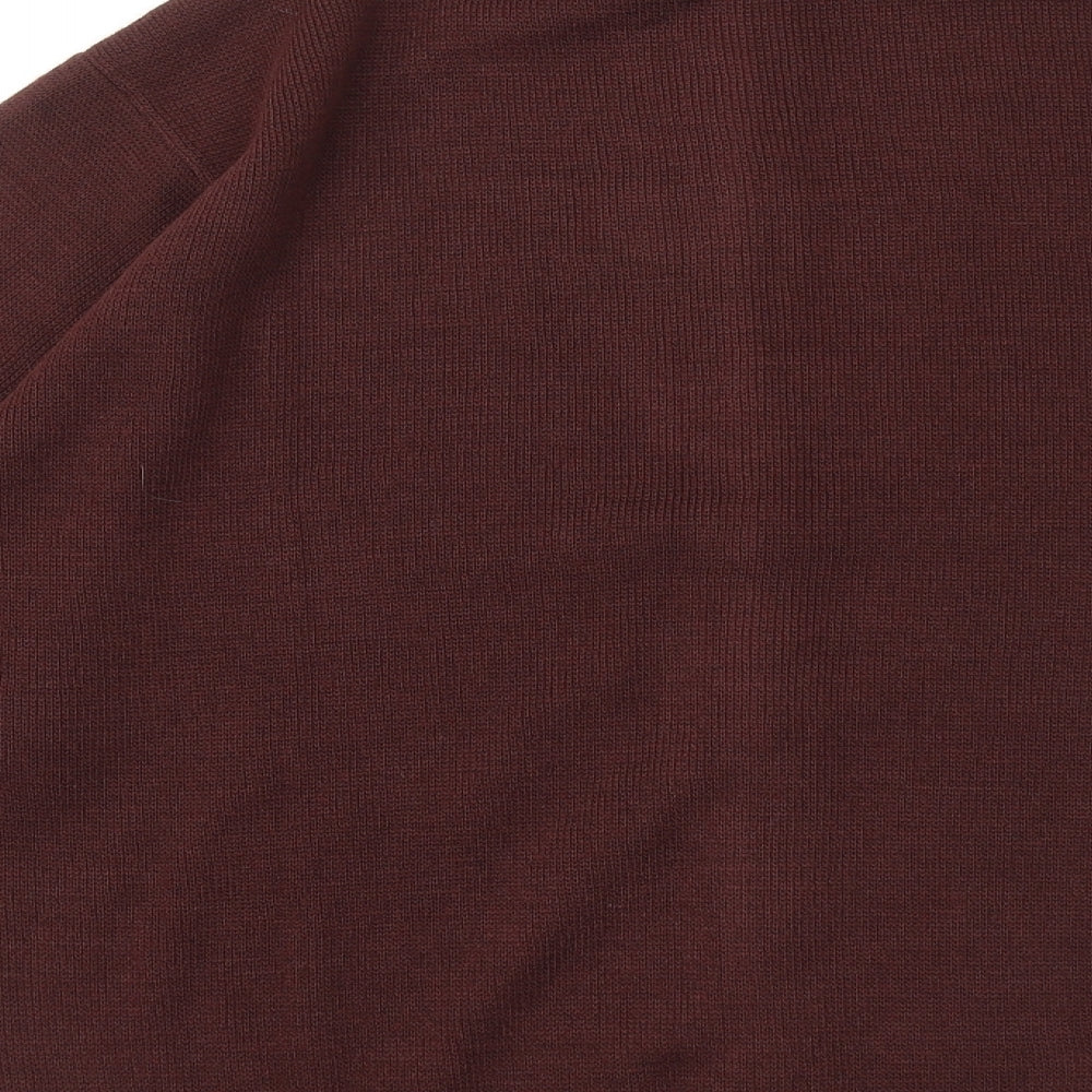 Preworn Mens Brown Mock Neck Acrylic Full Zip Jumper Size L