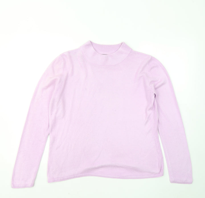 Bonmarché Womens Pink Mock Neck Acrylic Pullover Jumper Size M