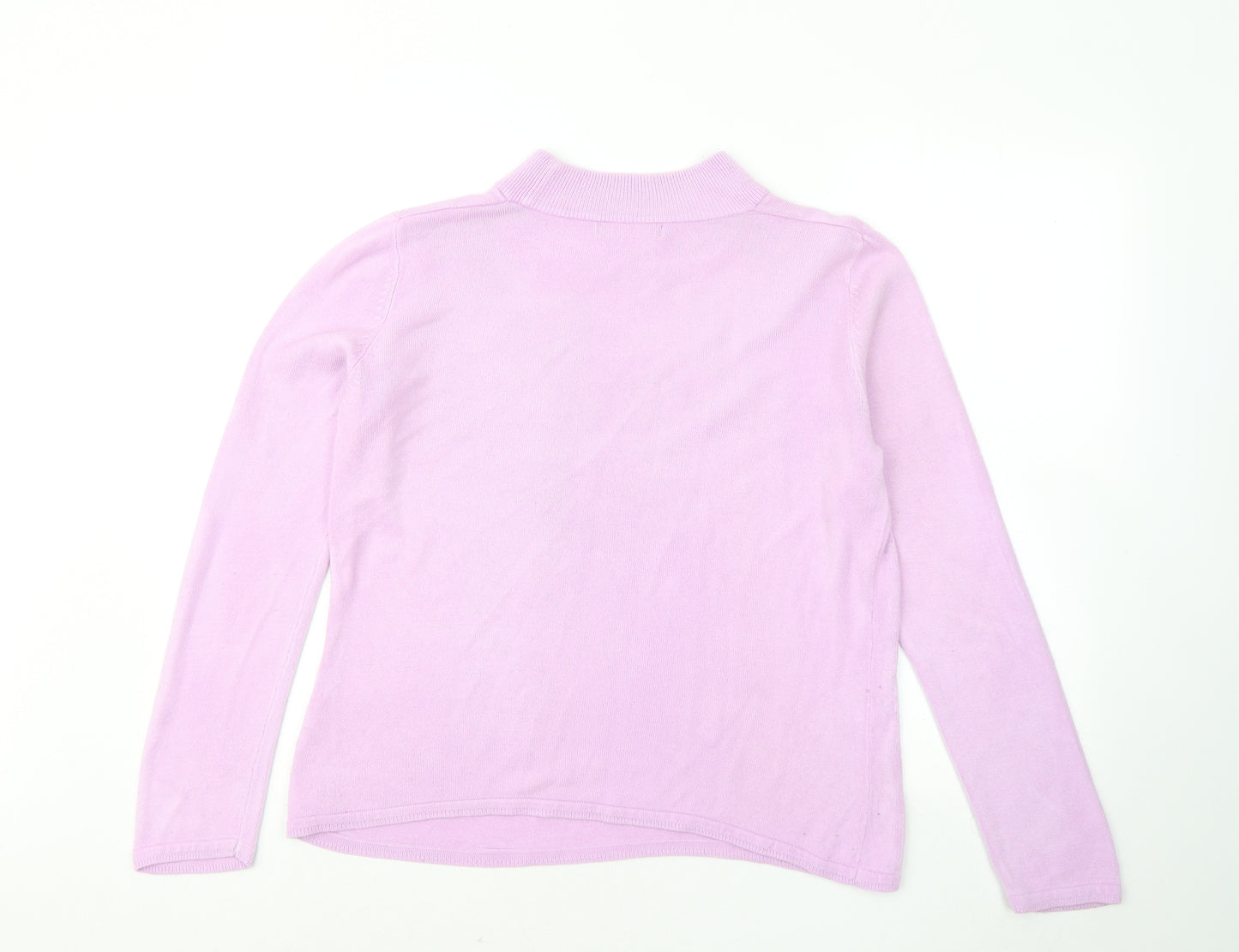 Bonmarché Womens Pink Mock Neck Acrylic Pullover Jumper Size M