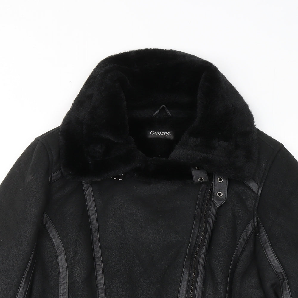 George Womens Black Jacket Coat Size 16 Zip