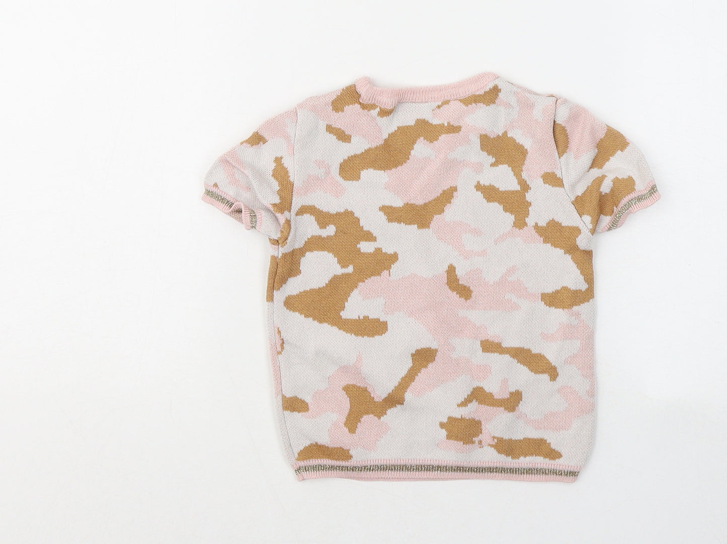 River Island Girls Pink Round Neck Camouflage Viscose Pullover Jumper Size 5-6 Years Pullover