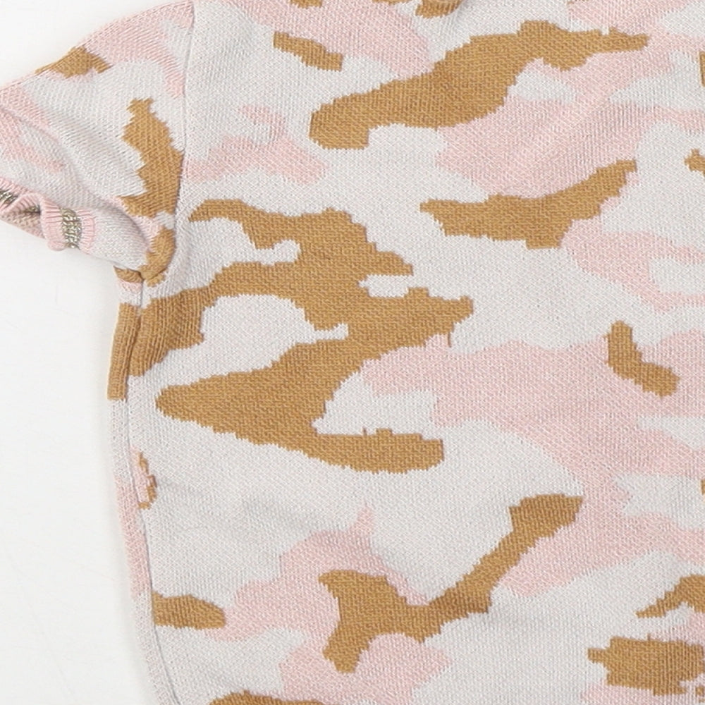 River Island Girls Pink Round Neck Camouflage Viscose Pullover Jumper Size 5-6 Years Pullover