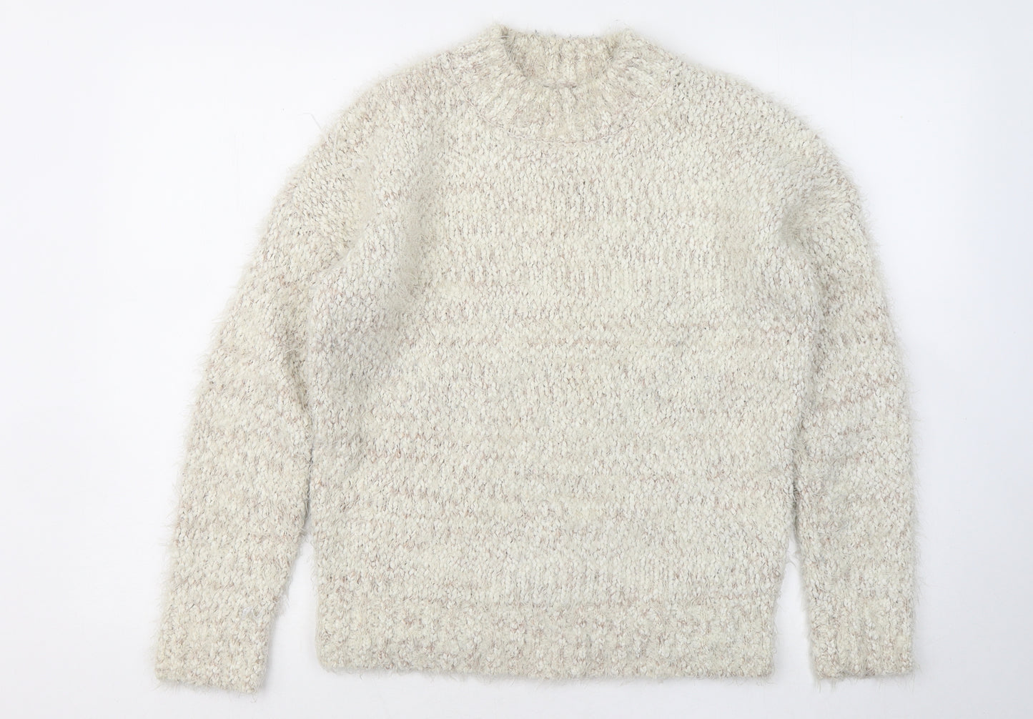 Atmosphere Womens Ivory Mock Neck Polyester Pullover Jumper Size 12