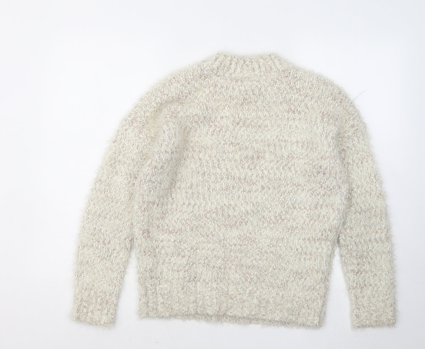 Atmosphere Womens Ivory Mock Neck Polyester Pullover Jumper Size 12