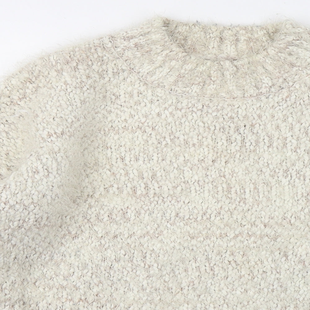 Atmosphere Womens Ivory Mock Neck Polyester Pullover Jumper Size 12