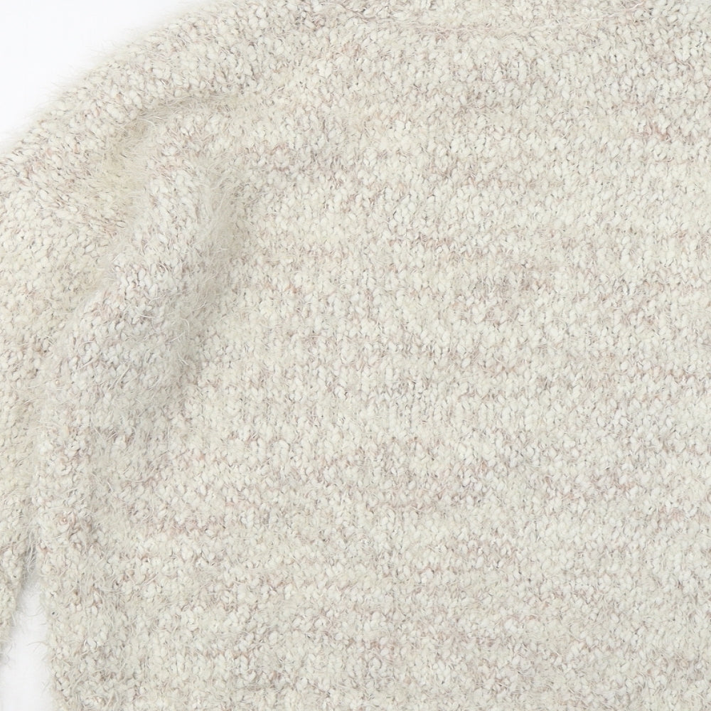Atmosphere Womens Ivory Mock Neck Polyester Pullover Jumper Size 12