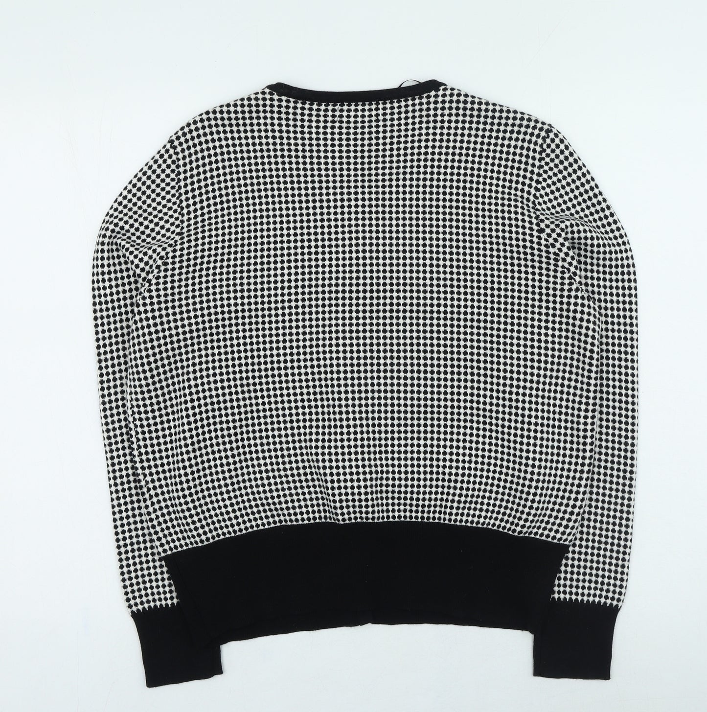 Papaya Womens Black Round Neck Polka Dot Acrylic Cardigan Jumper Size 16