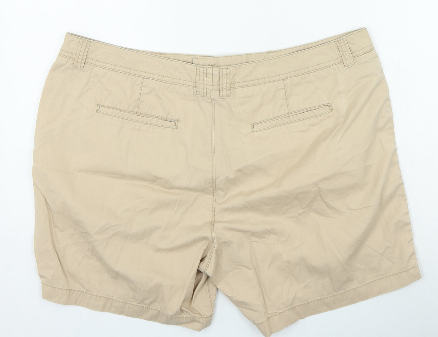 F&F Womens Beige Cotton Cargo Shorts Size 18 L6 in Regular Zip