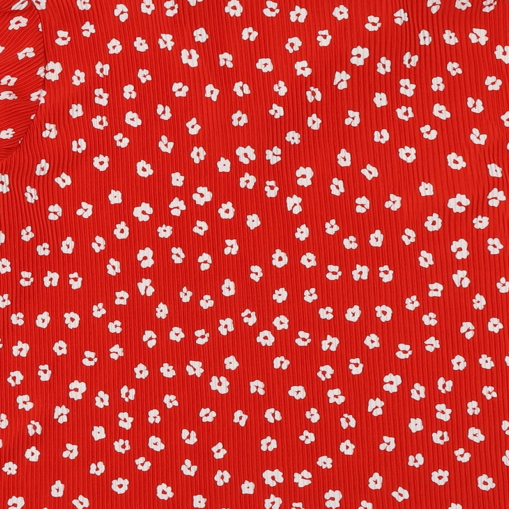 NEXT Womens Red Floral Polyester Basic Blouse Size 22 V-Neck