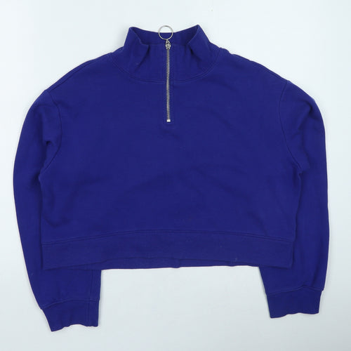 H&M Womens Blue Cotton Pullover Sweatshirt Size S Pullover - Cropped