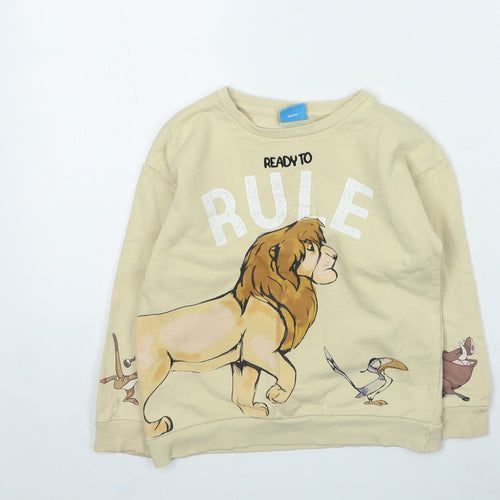 TU Girls Beige Cotton Pullover Sweatshirt Size 5-6 Years Pullover - The Lion King